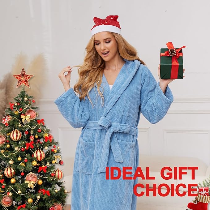 Hooded Bathrobes for Women, Soft Long Towel Robes for Women - Quick Dry yet Warm