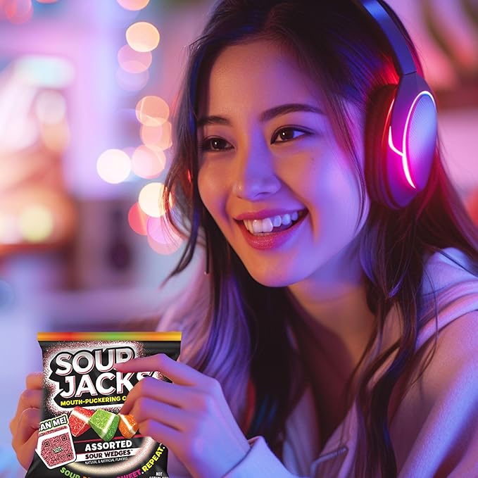 SOUR JACKS, Sour Wedges, Assorted Fruit Flavored Candy, 5oz Bag (12 Pack)