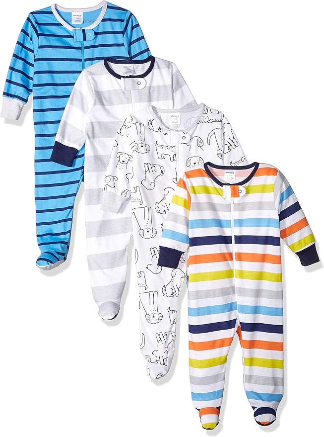 Onesies Brand baby-boys 4-pack Sleep 'N Play Footies