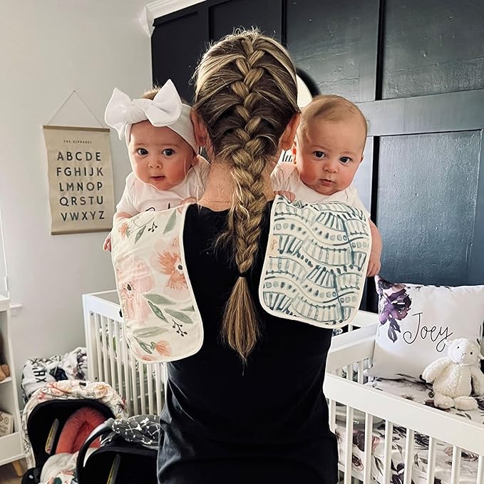 Crane Baby Muslin Burp Cloths, Nautical Theme Whale Design, Baby Boy Essentials, Cotton, Set of 3, 7" x 20" Blue Burp Cloth Set