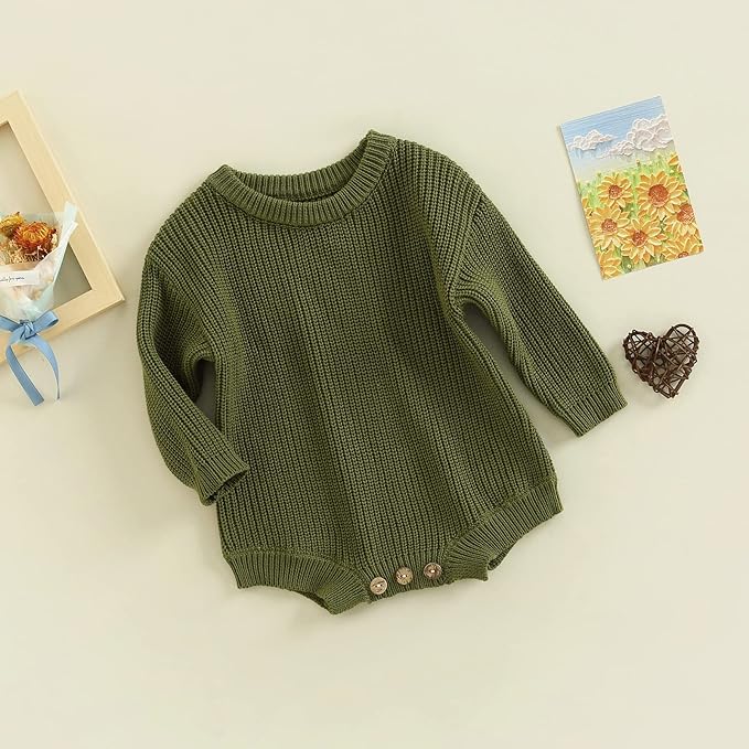 FYBITBO Baby Girl Boy Sweater Knit Oversized Pullover Sweatshirt Romper Onesie Warm Fall Winter Clothes Outfit Newborn