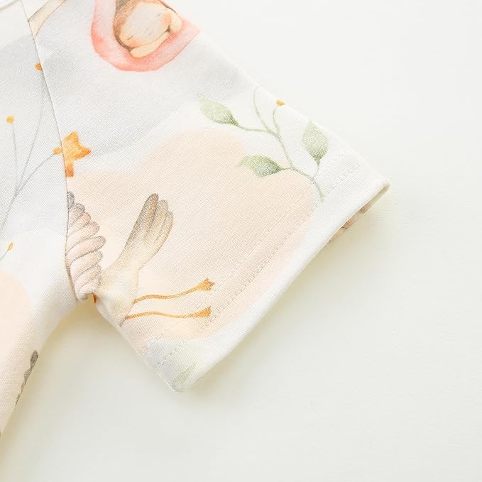 Baby Boy Girl Romper Short Sleeve 100% Cotton Bodysuit Outfits 2 Way Zipper Jumpsuit