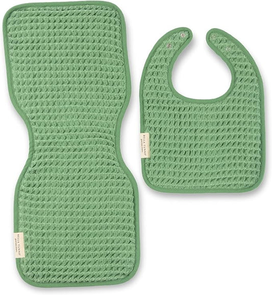 Bella Tunno Baby Bibs and Burp Cloths Set – Reversible Drool Bibs and Soft Absorbent Newborn Burp Cloths, OEKO-TEX Certified (Sea Foam)