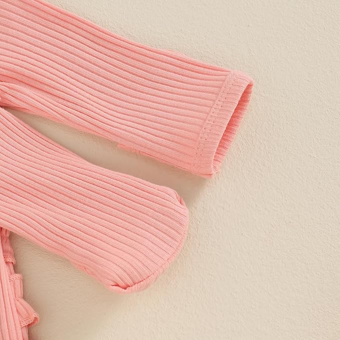 Newborn Girl Clothes Baby Girl Coming Home Outfit Zipper One-piece Outfits Ruffle Footie Bodysuit Jumpsuit Headband