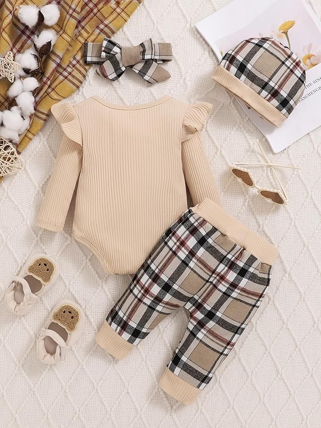 Baby Girl Clothes Newborn Infant Outfits Cute Summer Clothes Spring Romper Set+Hat+Headband