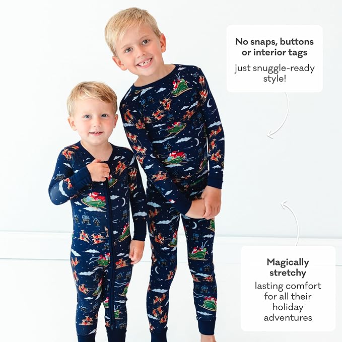 Little Sleepies Two-Piece Pajama Set for Boys & Girls, Soft Viscose from Bamboo Toddler Pajamas for Kids, Family Matching PJs