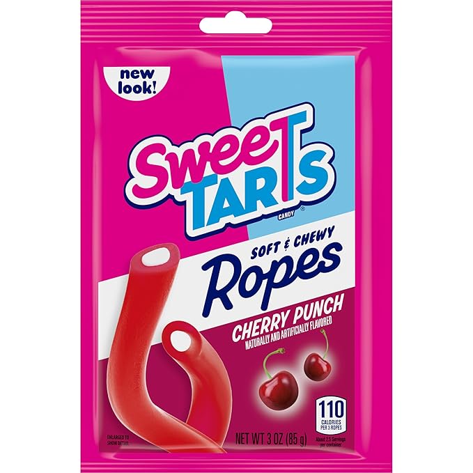 SweeTARTS Ropes, Cherry Punch Candy, 3 Ounce Pouch (Pack of 12)