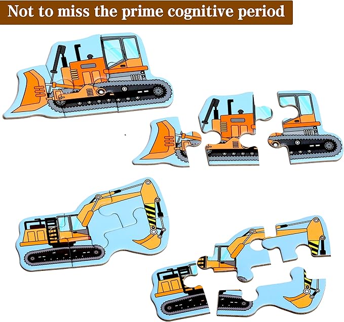 Magnetic Puzzles for Kids Ages 1-3, Travel Toddler Puzzles Ages 2-4 Year, Excavator Refrigerator Magnet for Kids Learning Gift for Road Trip