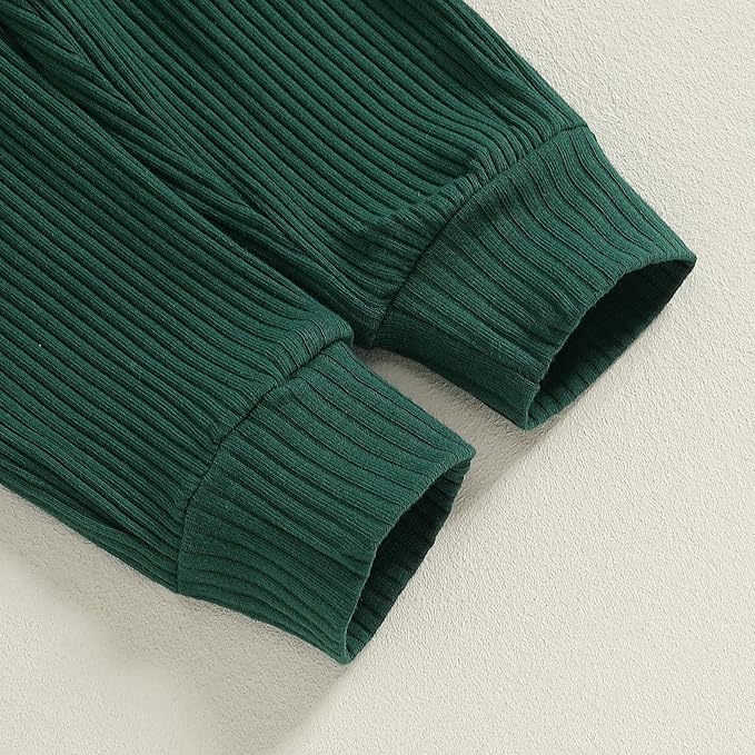 fhutpw Baby Boy Clothes 3 6 12 18 Months Ribbed Knitted Long Sleeve Romper and Pants Sets Newborn Fall Splicing Color Outfits