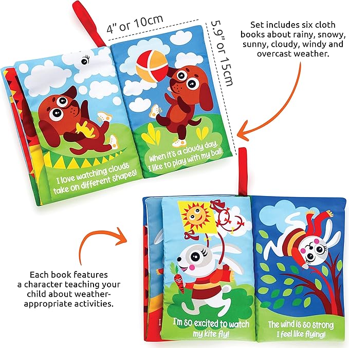 Cloth Books (Set of 6). High Contrast Soft Books. Black and White Images Encourage Infant Development – Suitable for Babies and Toddlers from 3 Months (Seasons)