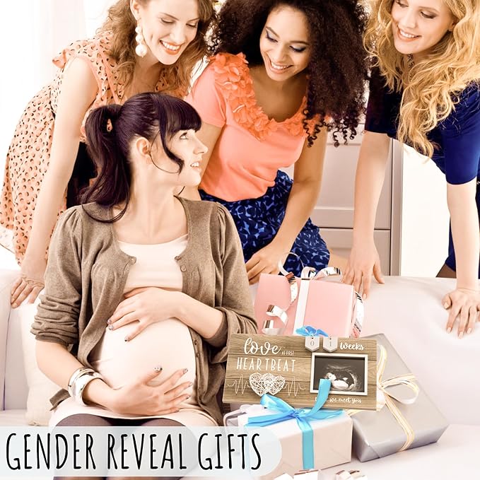 Baby Sonogram Picture Frame with Countdown Weeks - Standard 4"x3" Ultrasound Photo - Pregnancy Announcements Ideas - Gender Reveal Baby-Shower Gift - New Mom Expecting Parents to Be Keepsake Gifts