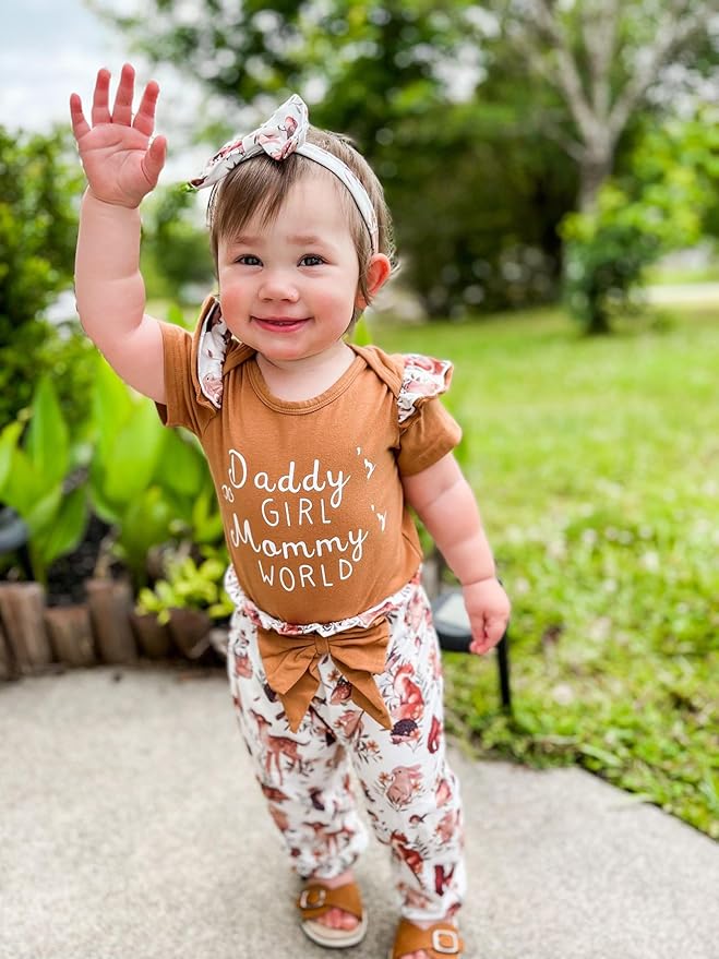 AMAWMW Newborn Baby Girl Clothes Infant Baby Ruffle Romper Pants Summer Outfits 4PCS Gifts Set Toddler Girls' Clothing