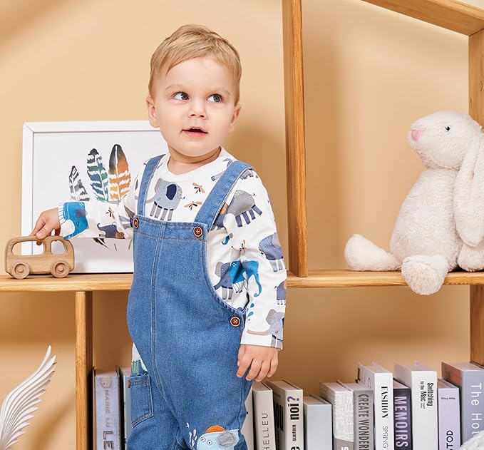 Cute Baby Boy Clothes Suit Toddler Boys' Striped long Sleeve T-Shirt+Denim Overalls Jumpsuit Pants Outfits Sets