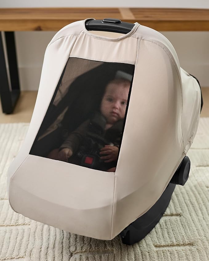 Skip Hop All Seasons Baby Car Seat Cover 4 in 1 Universal Fit with UPF40+ Sunshade and Water Resistant Fabric Oat