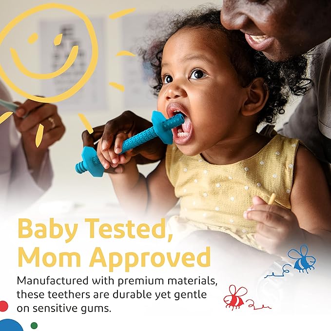 Silicone Baby Teethers 0-6 Months, Textured Baby Teething Toys 3-6 Months, Toddler Molar Teething Relief Sticks, Freezable Chew Straws for Babies 6-12 Month Girl Boy Infant (Winter)