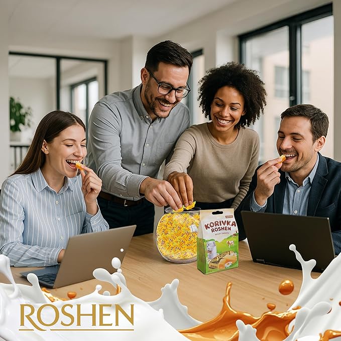 Roshen Korivka Cow Candy, Milky Sweets Fudge Candy, Kosher, Halal 7.23oz/205 gram Pack of 3