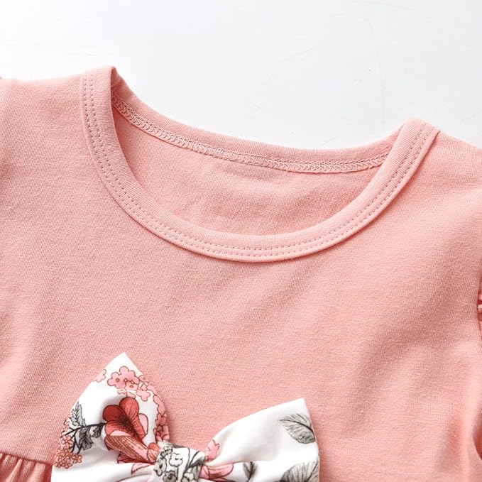 3PCS Baby Girl Clothes Ruffle Floral Shirt Tops Pants Headband Outfit Sets