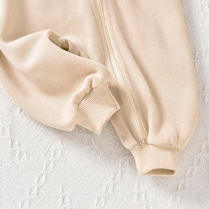 Unutiylo Unisex Baby Boys Girls Long Sleeve Infant Baby Zipper Hooded Jumpsuits Romper Loose Outfit Clothes