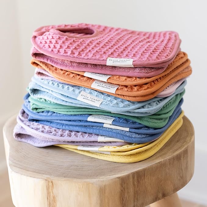 Bella Tunno Baby Bibs and Burp Cloths Set – Reversible Drool Bibs and Soft Absorbent Newborn Burp Cloths, Oeko-TEX Certified (Blush)