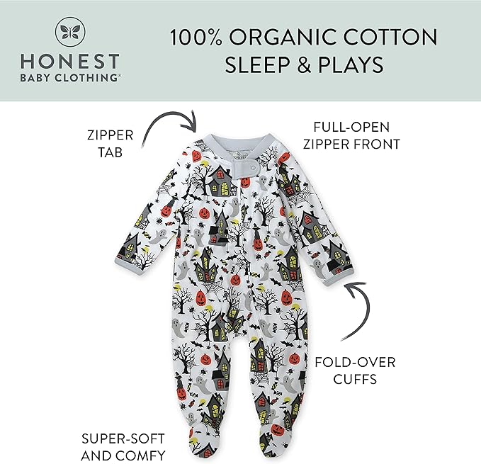 HonestBaby Baby Celebration Sleep & Play Footed One-Piece Pajama Sleeper 100% Organic Cotton