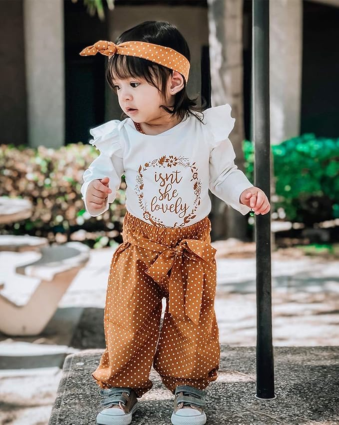 Infant Baby Girl Clothes Newborn Girl Outfit Long Sleeve Romper Pants Set Cute Baby Clothes for Girls Fall/Winter