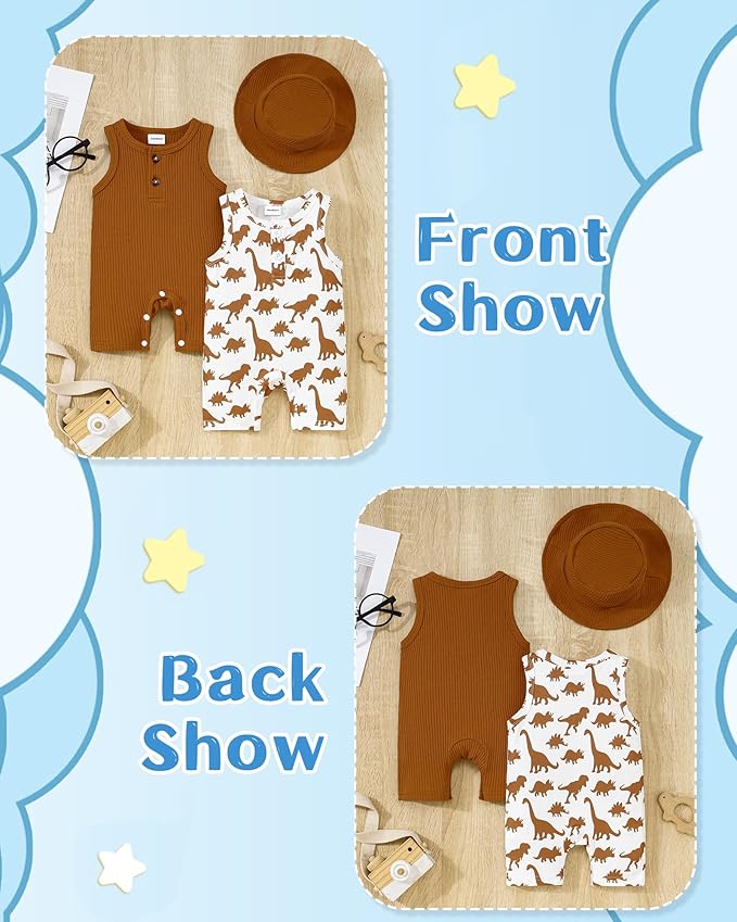 NZRVAWS Newborn Baby Boy Girl Clothes Unisex Infant Romper Pants Set Hat 4-Pack Outfits 0-12 Months 16 Pieces Toddler