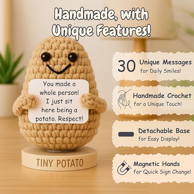 Funny Pregnancy Gifts for First Time Expecting Mothers - Handmade Crochet Potato Doll with 30 Funny Signs for Expecting Soon to Be Moms Pregnant Women - New Mom to be Gifts for 1st time Mom