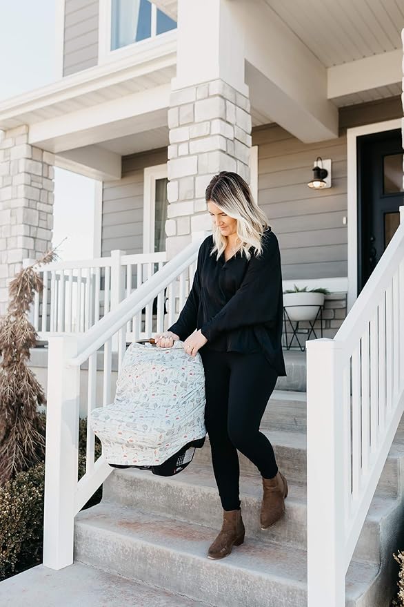 Copper Pearl Multi-Use Cover: Car Seat Covers, Nursing Cover, and Stroller Cover for Sun - Stretchy Fabric, All-Season Use, Stylish Designs, Easy Access for Moms - Trout