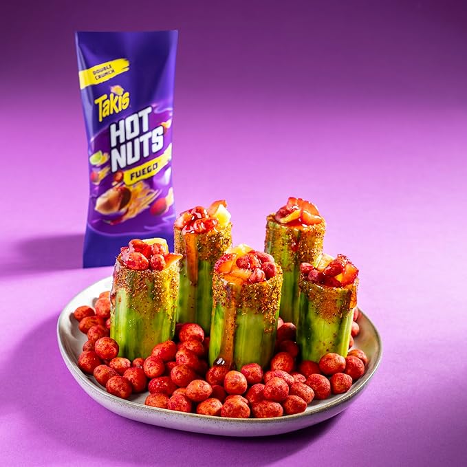 Takis Fuego Hot Nuts 36 Pack / 3.2 oz Snack Size Case, Hot Chili Pepper & Lime Flavored Extreme Spicy Double-Crunch Peanuts