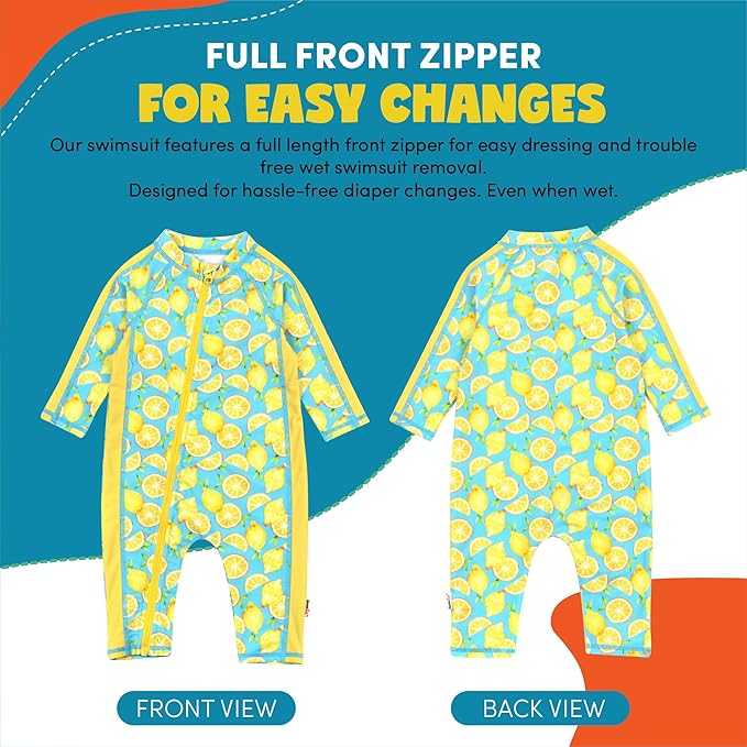 SwimZip Boys' Long-Sleeve UPF 50+ Swimsuit for Baby, Toddler, & Little Boys