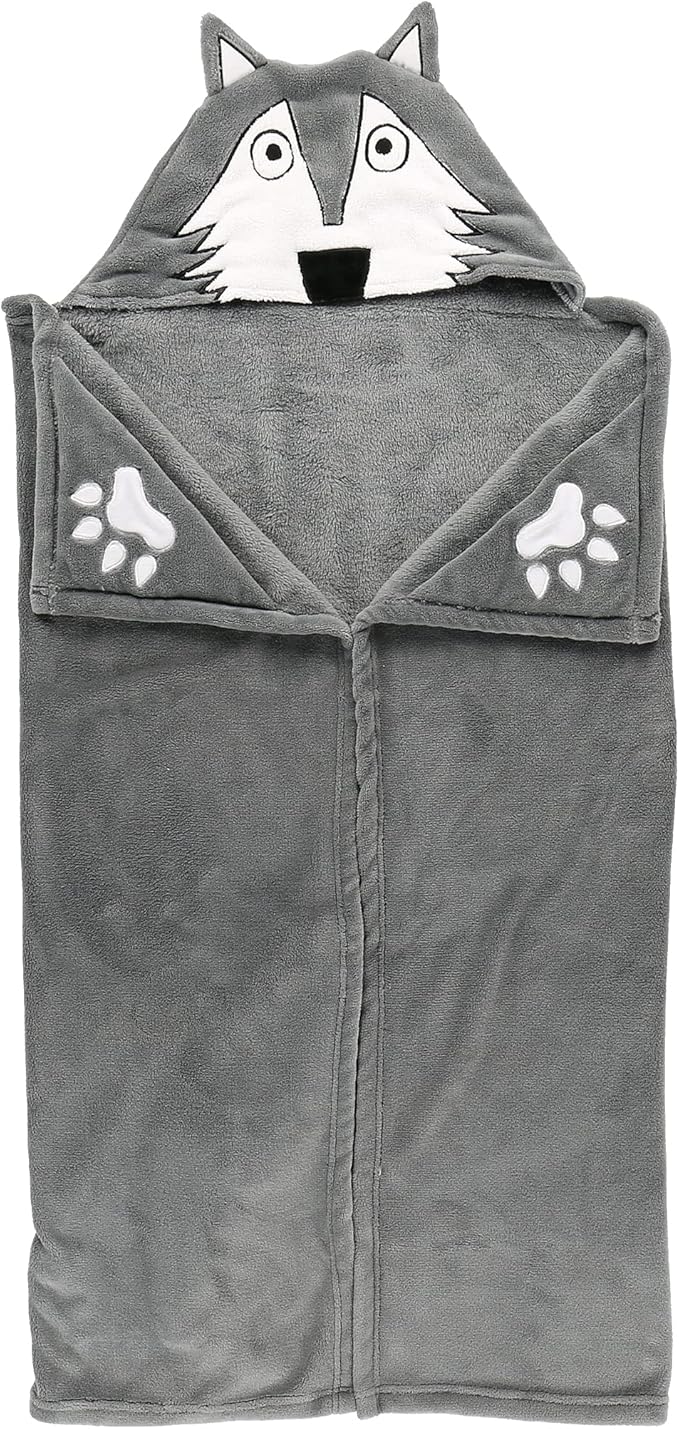 Lazy One Wearable Hooded Blanket for Kids, Animal Hooded Blanket (Wolf)