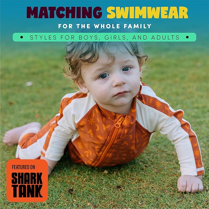 SwimZip Boys' Long-Sleeve UPF 50+ Swimsuit for Baby, Toddler, & Little Boys