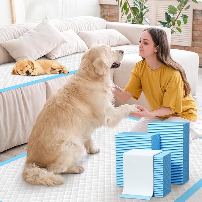 100 Count Extra Large Dog Pee Pads 28" x 34", Super Absorbent X-Large Puppy Pads Disposable Training Pads for Dogs, Quick Drying Leak-Proof Dog Potty Pads for Doggies Puppies