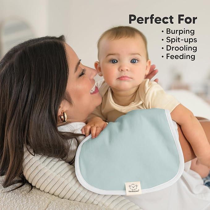 Organic Burp Cloths Baby Boy & Girl - 5-Pack Super Absorbent Cotton Burping Cloths for Babies, Soft & Plush Newborn Spit Up Rags, Infant Towels for Milk Spit Up, Unisex, Large 21" x 10" (Hunter)