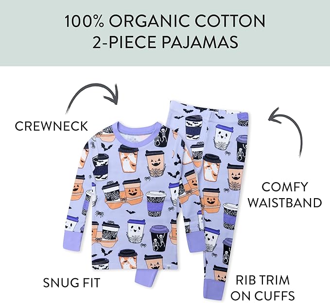 HonestBaby unisex-baby Celebration 2-piece Pajamas Sleepwear Pjs 100% Organic Cotton for Baby, Toddler, Kids