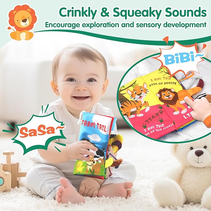 Richgv Baby Toys 0-6 Months, Crinkle Books for Babies 2PCS Infant Tummy Time Toy 6 to 12 Months Touch Feel Book Gifts for Boy Girl 0-3 Month Christmas Stocking Stuffer