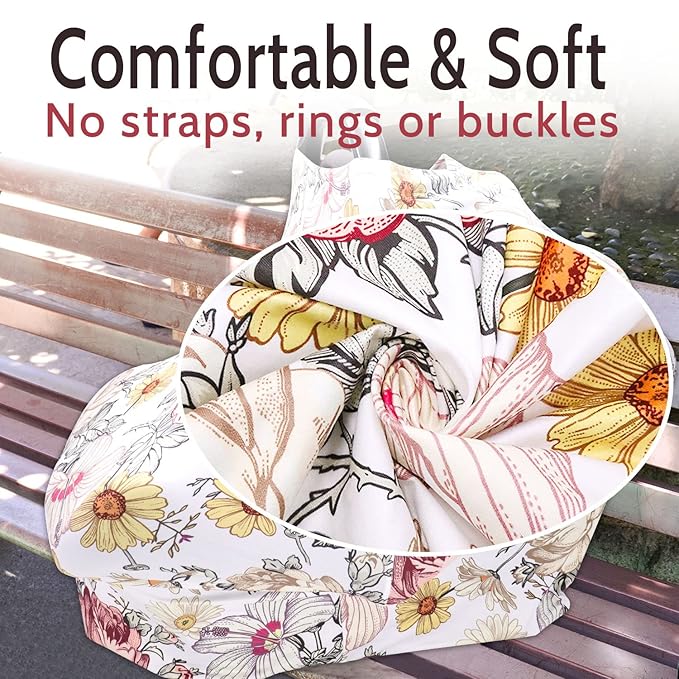 Floral Baby Car Seat Cover Girls, Infant Carseat Canopy, Stretchy Multi- use Nursing Cover for Stroller/High Chair/Shopping Cart/Car Seat Canopies