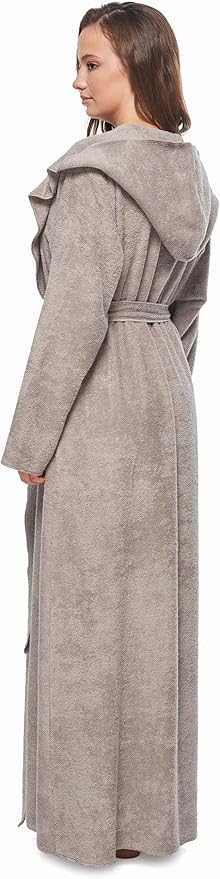 Arus Women's Princess Robe Ankle Long Hooded Lightweight Turkish Cotton Bathrobe