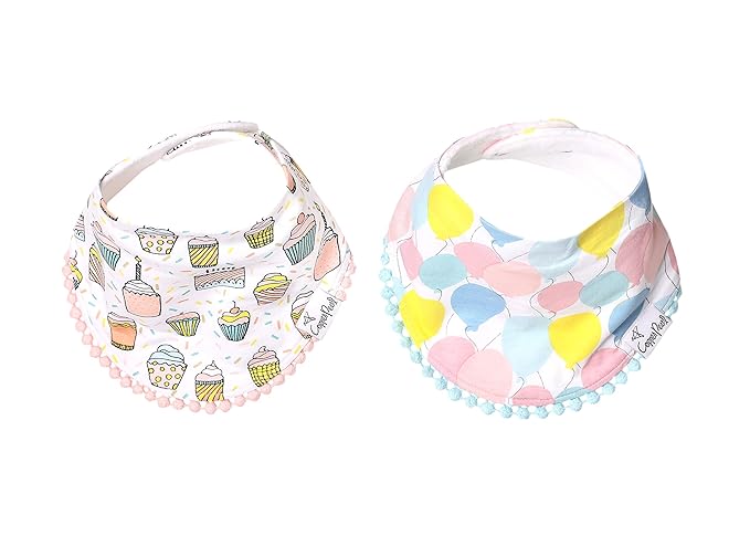 Copper Pearl Baby Bandana Drool Bibs for Drooling and Teething 2-Pack Gift Set “Celebration