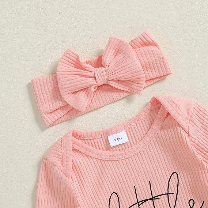 Newborn Girl Clothes Baby Girl Coming Home Outfit Zipper One-piece Outfits Ruffle Footie Bodysuit Jumpsuit Headband