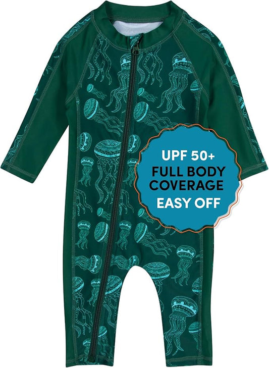 SwimZip Boys' Long-Sleeve UPF 50+ Swimsuit for Baby, Toddler, & Little Boys