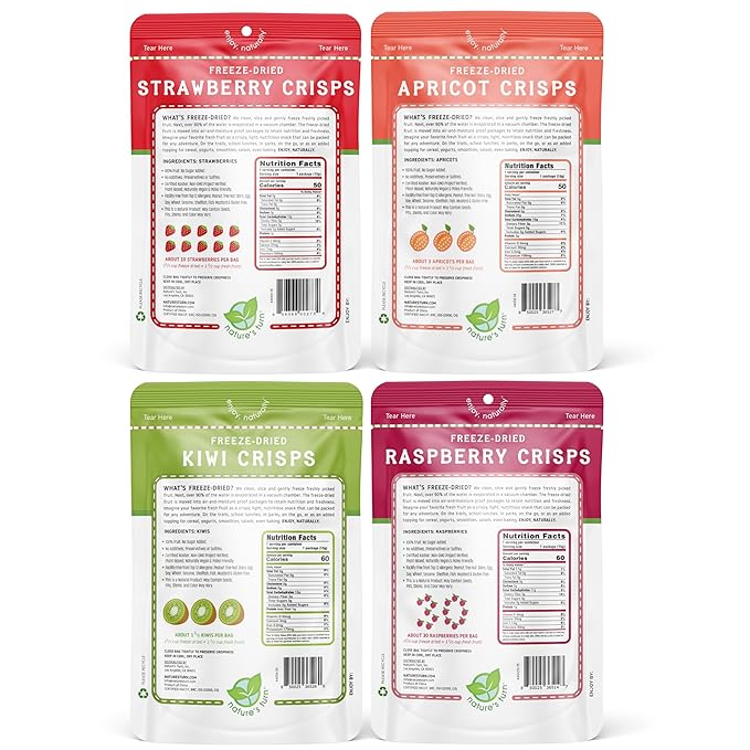 Nature’s Turn Freeze-Dried Fruit Crisps – Healthy, Gluten-Free, Crispy & Delicious, Plant-Based Snack, Ideal for Cereal, Smoothies, School Lunches, & On-the-Go, Sour Variety, Pack of 16 (0.53 oz Each)