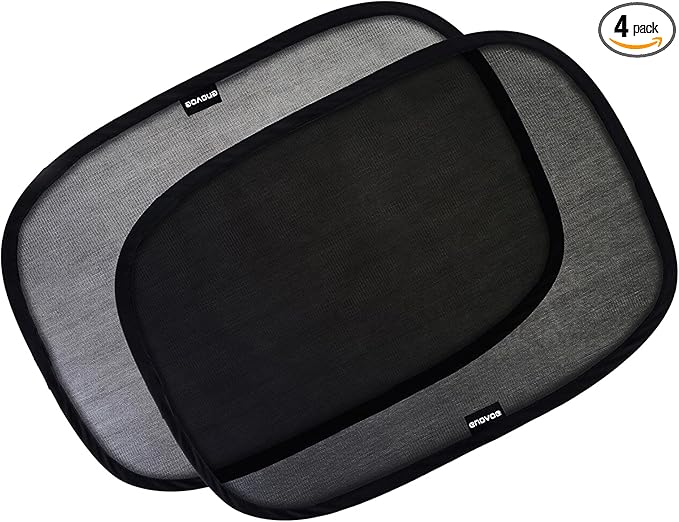 Enovoe Car Window Shade for Baby - (4 Pack) - Medium - 19" x 12" - Cling Car Sun Shade for Windows - Sun, Glare and UV Rays Protection for Your Child
