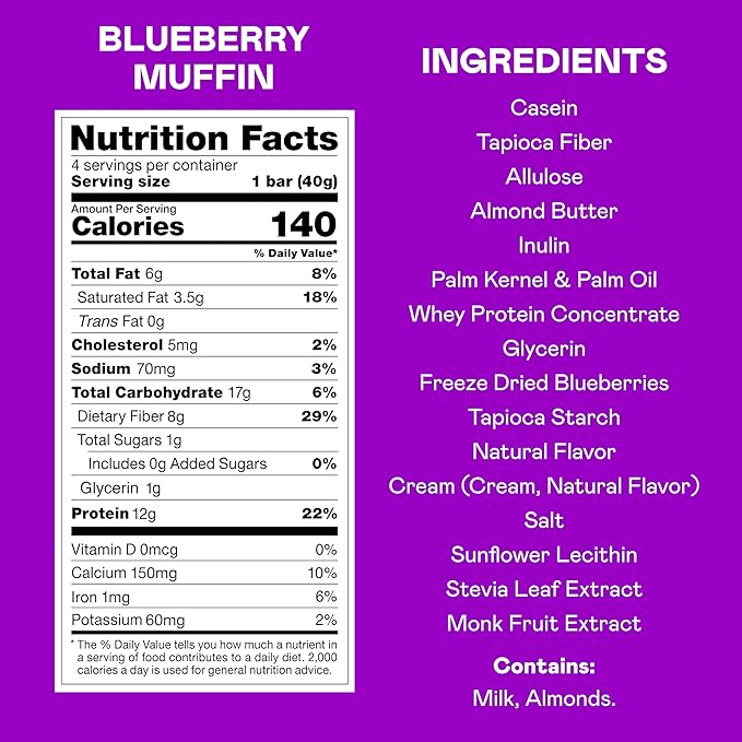 MAGIC SPOON Treats - High Protein, Low Carb, Keto Friendly, Low Sugar, Gluten Free, Crispy Protein Bar Cereal Bar, On-The-Go Healthy Snack (Blueberry Muffin, 16 Bars)