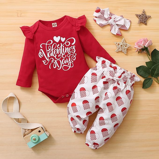 Infant Baby Girl Clothes Newborn Girl Outfit Long Sleeve Romper Pants Set Cute Baby Clothes for Girls Fall/Winter