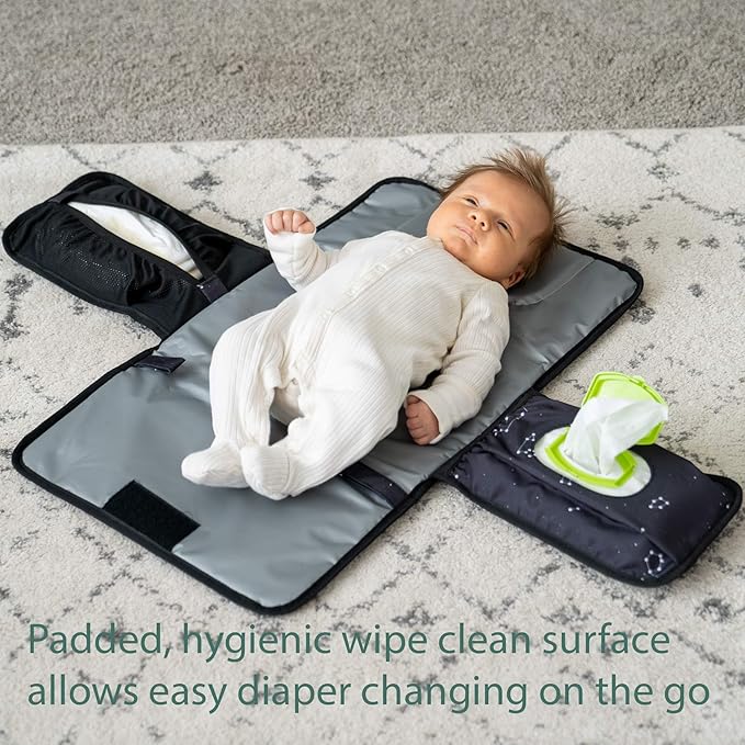 Lil Fox Portable Changing Pad - One-Hand Diaper Change Pad for Baby Diaper Bag or Changing Table. Unisex Baby Shower Gifts, Newborn Essentials
