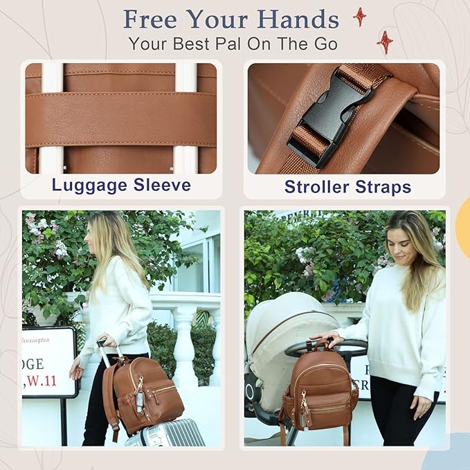 miss fong Small Diaper Bag Mini Diaper Bag Backpack Mini Backpack with 11 Pockets Baby Diaper Bag with Hand Sanitizer Holder, 2 Insulated Pockets