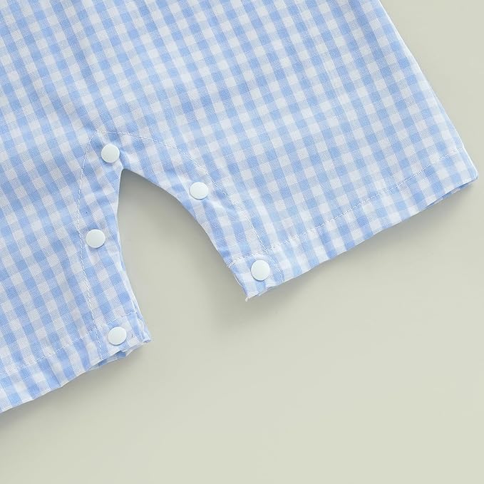 Baby Boy Summer Clothes Sleeveless Retro Plaid Romper Overalls Jumpsuit Shortalls Playsuit Outfits