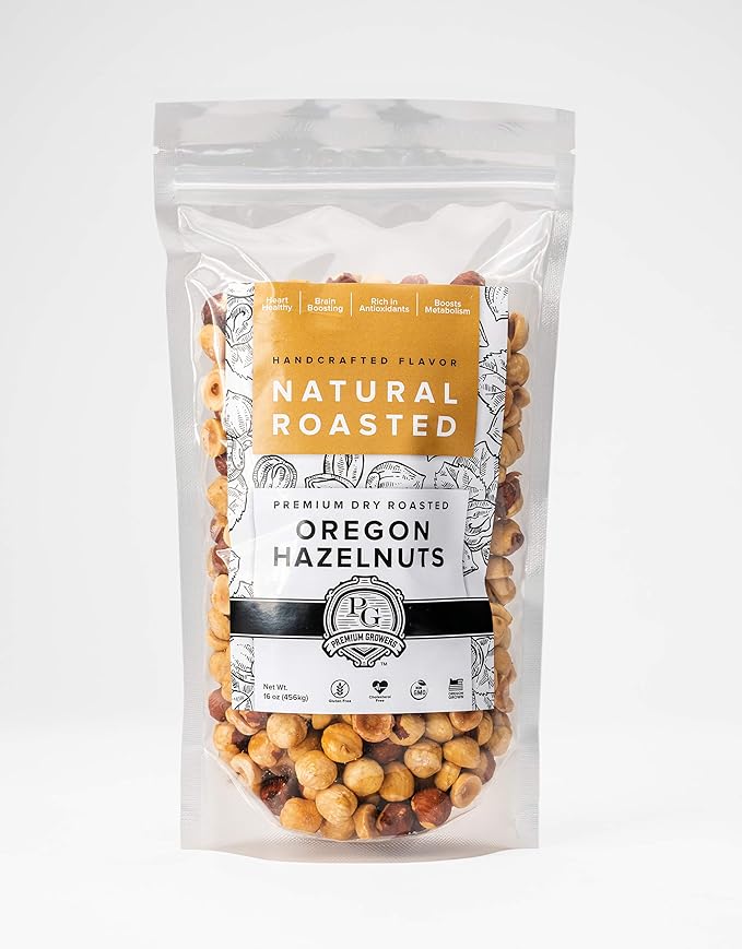 Oregon Farm To Table Hazelnuts from Premium Growers - Dry Roasted - Natural Roasted – Kosher Certified - 1 LB bag