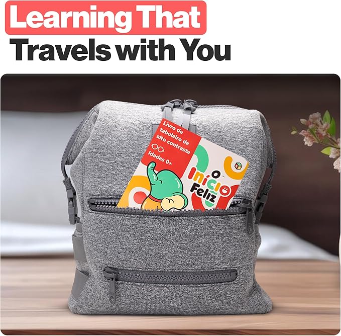 Happy Start Award-Winning High Contrast Board Book - Newborn Black & White Baby Cards, Easy to Clean, Hospital Approved, Stands on Its Own, Tummy Time Toy, Ages 0+ (Portuguese)